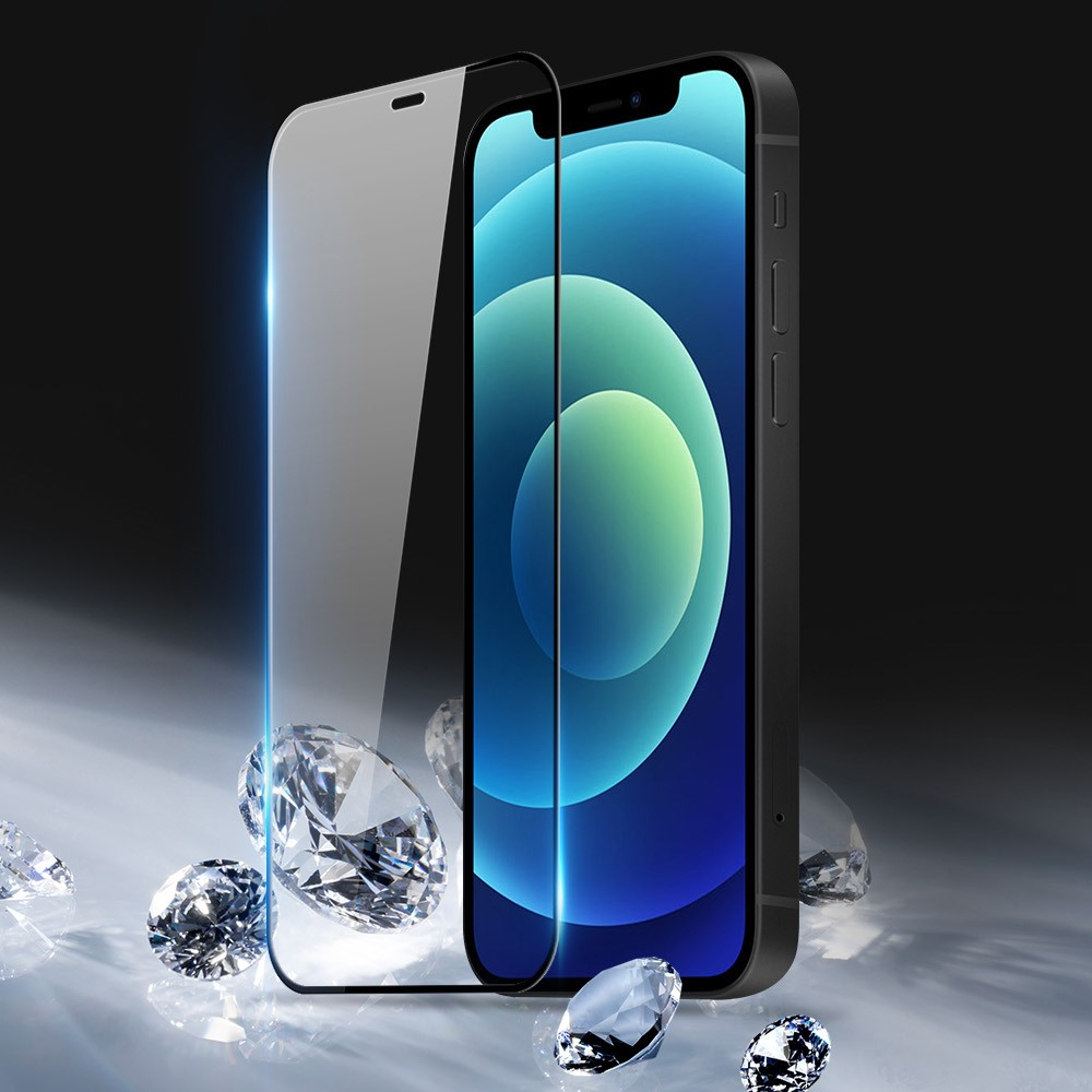 iPhone 12 / iPhone 12 Pro Full-Screen Vollbild Panzer Glas Display mit Rahmen - Schwarz