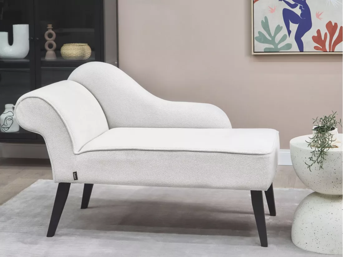 Divan côté droite en tissu blanc BIARRITZ