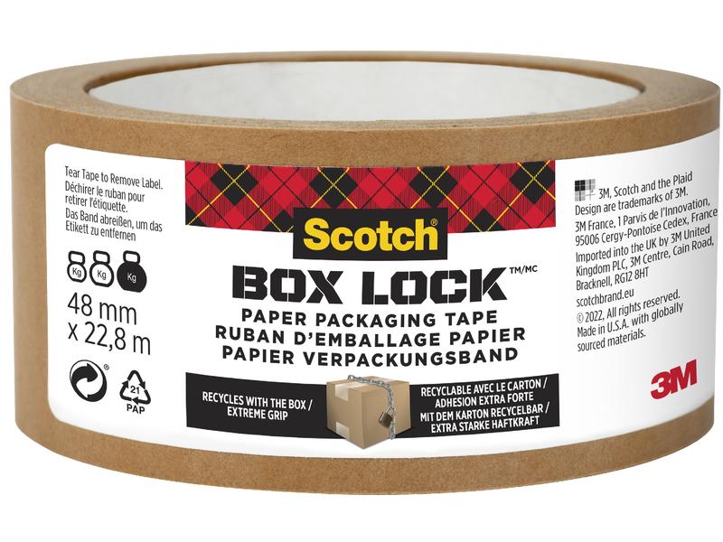 Scotch Verpackungsband Box Lock Papier 48 mm x 22.8 m, 1 Ro Packband