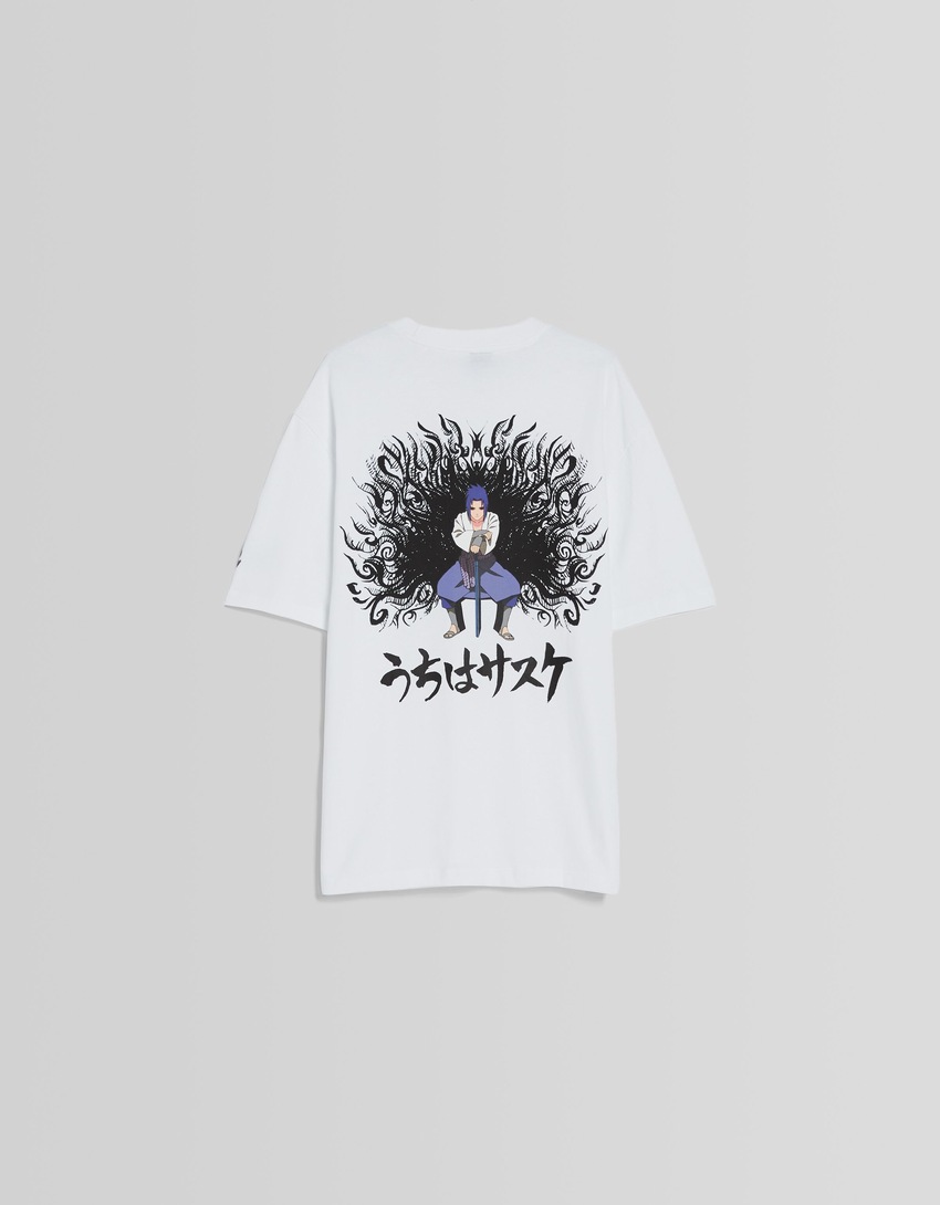 Camiseta de manga curta com estampa Naruto e modelagem quadrada