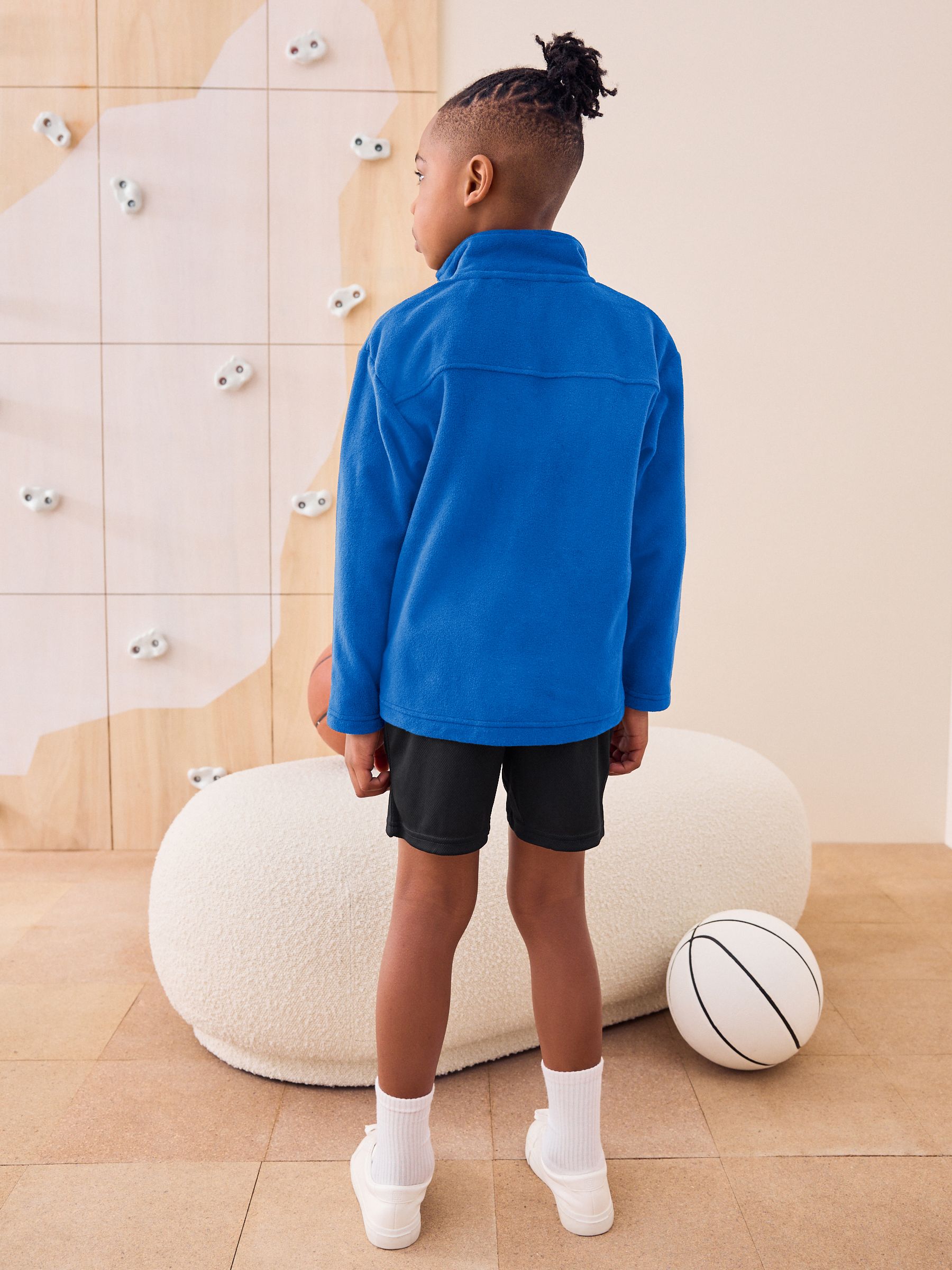 Kobaltblauw - Fleece jack met rits en zakken (3-16 jr)