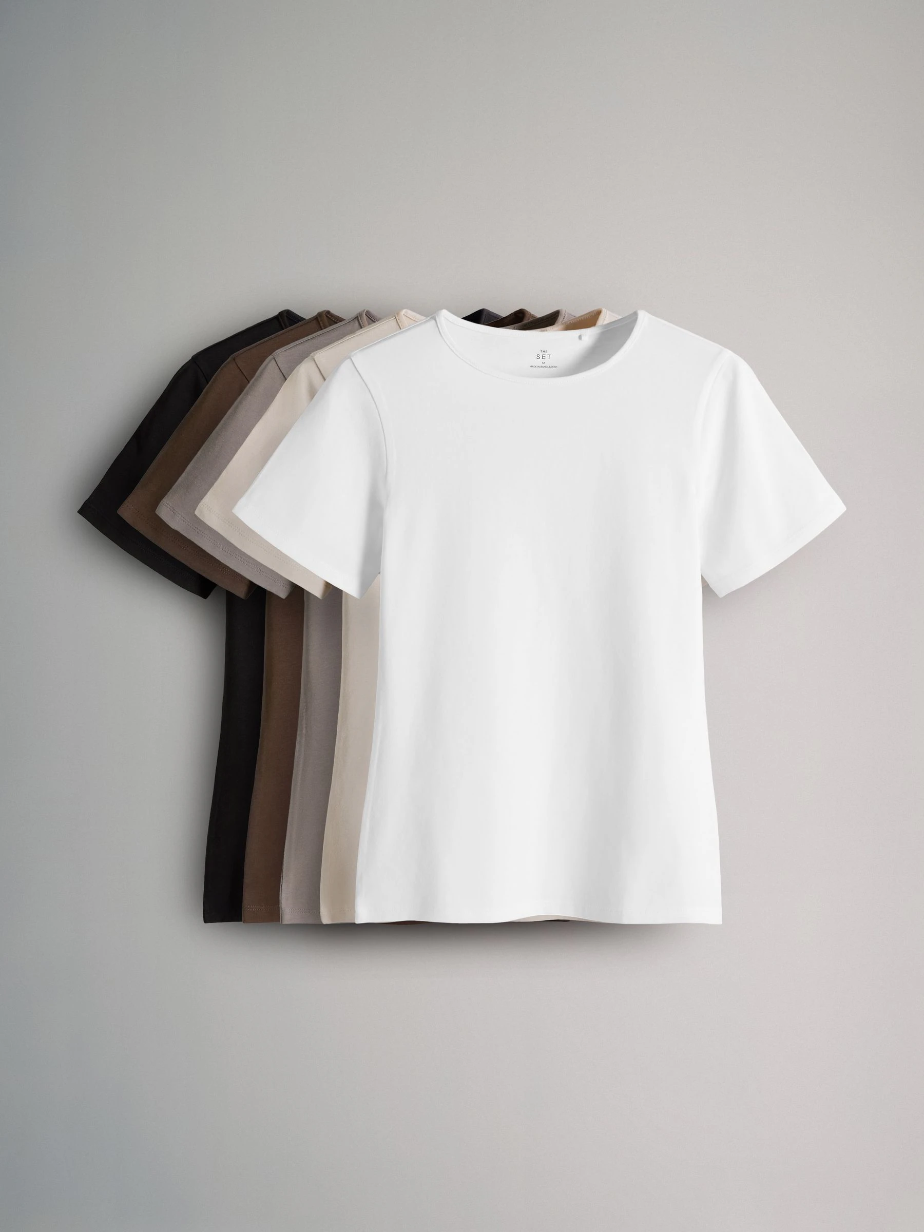 Zwart/bruin/neutraal/nude/wit - The Set 5 Pack Korte mouwen T-shirts met Ronde hals