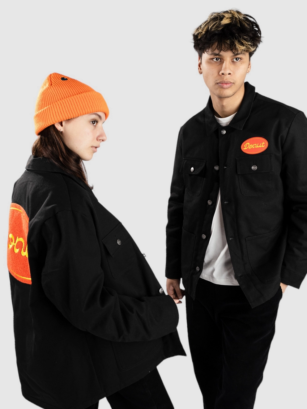 Donut Oval Script Chore Jacket black