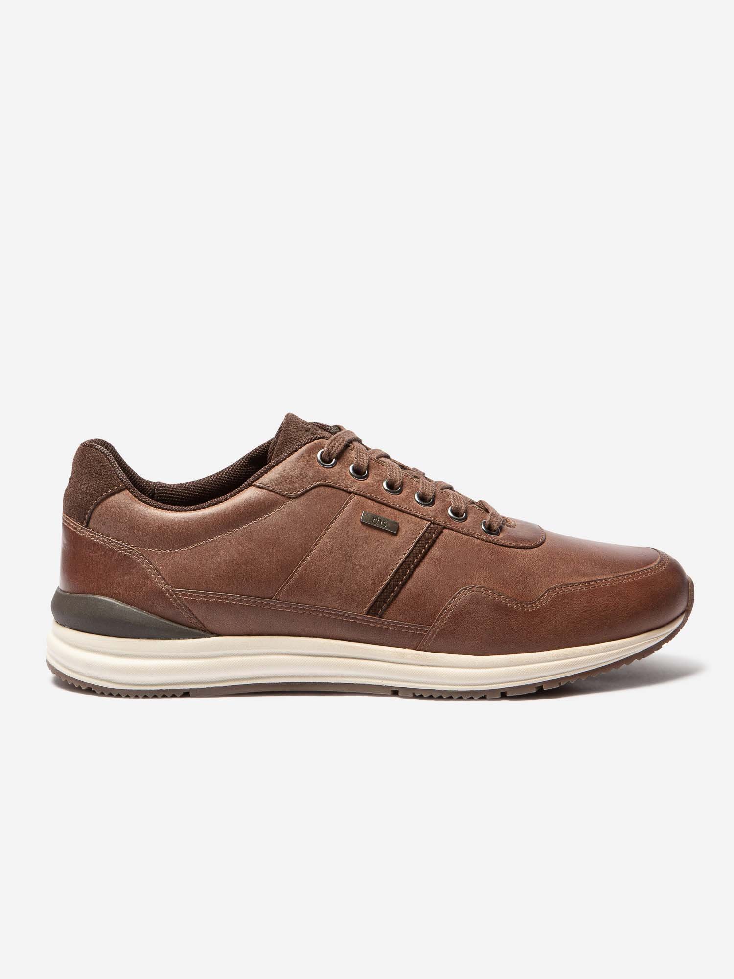 Tennis Homme Confort Cuir Marron