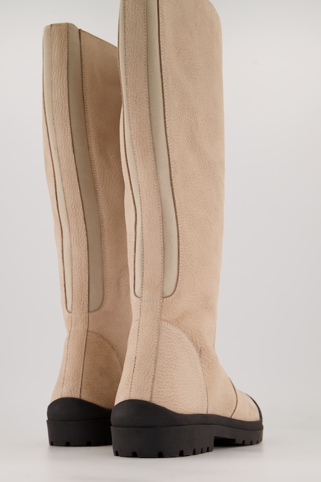 Lederstiefel, XXL-Schaft, Reißverschluss, Weite H