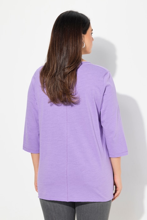 Shirt, Metallic-Nähte, V-Ausschnitt, 3/4-Arm