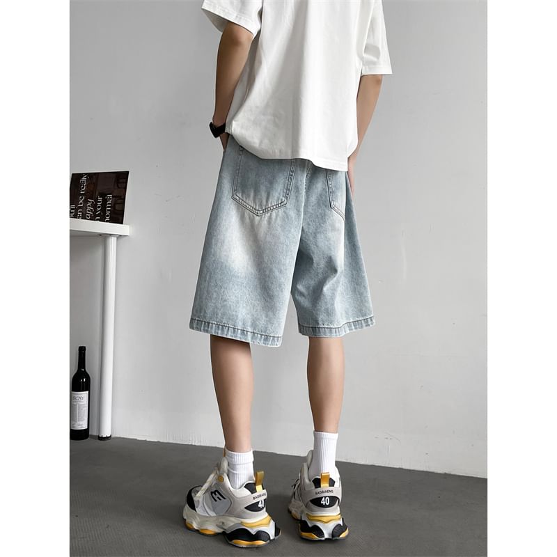 Plummie - High Waist Washed Denim Shorts