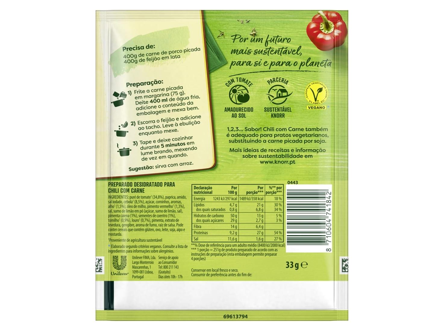TEMPERO KNORR 1-2-3 CHILI COM CARNE 33G