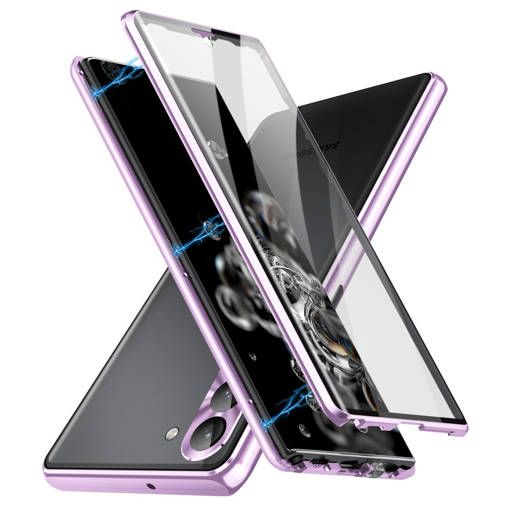Samsung Galaxy S24  Plus Magnetische Alu Schutzhülle mit Panzer Glas Backcover   Display- / Kameraglasschutz (Verschlussmechanismus) - Lila