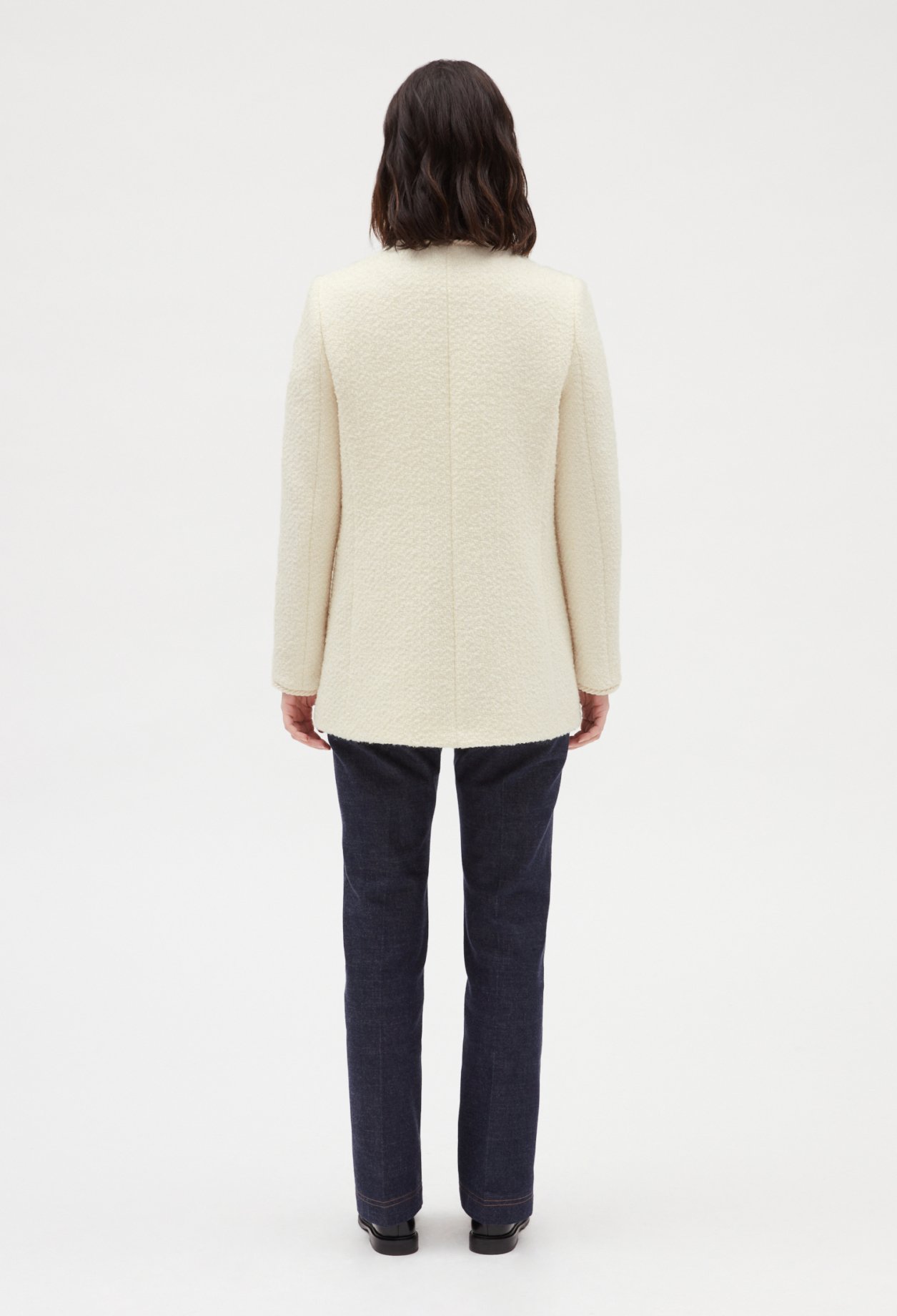 Veste tweed manches longues beige