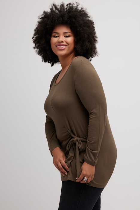 Shirt, Zierknoten, Classic, V-Ausschnitt, Langarm
