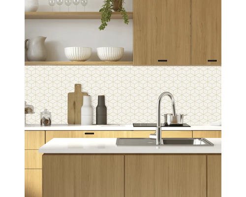 Keukenachterwand mySpotti Profix Hexagon Cream tegellook 100 x 60 cm PX-10060-1544-HB