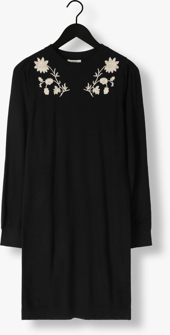 OBJECT zwarte object mini jurk objthess l/s knit embroidery dress e div