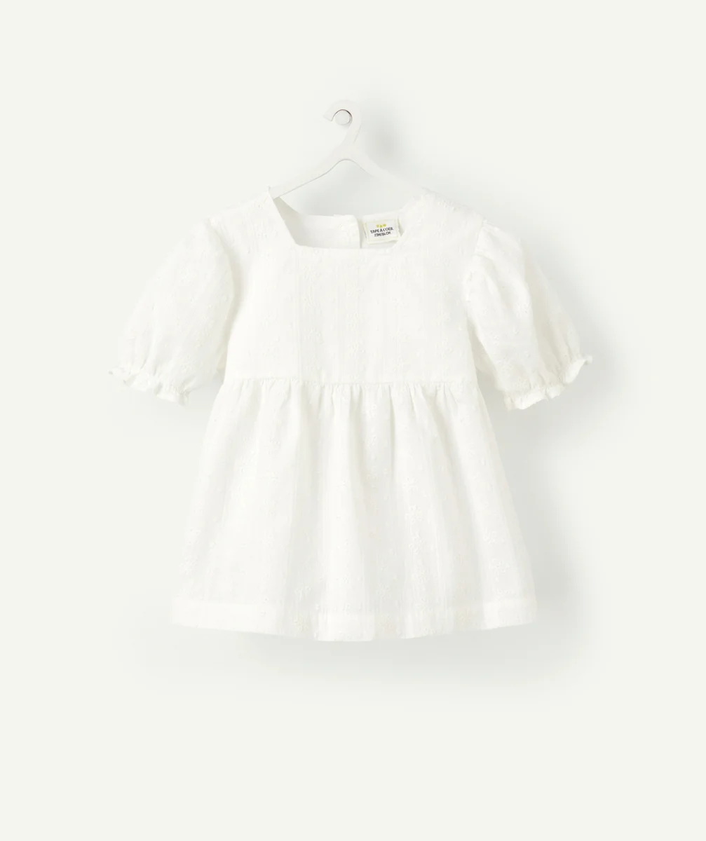 BLOUSE BÉBÉ FILLE EN COTON BLANCHE AVEC BRODERIES