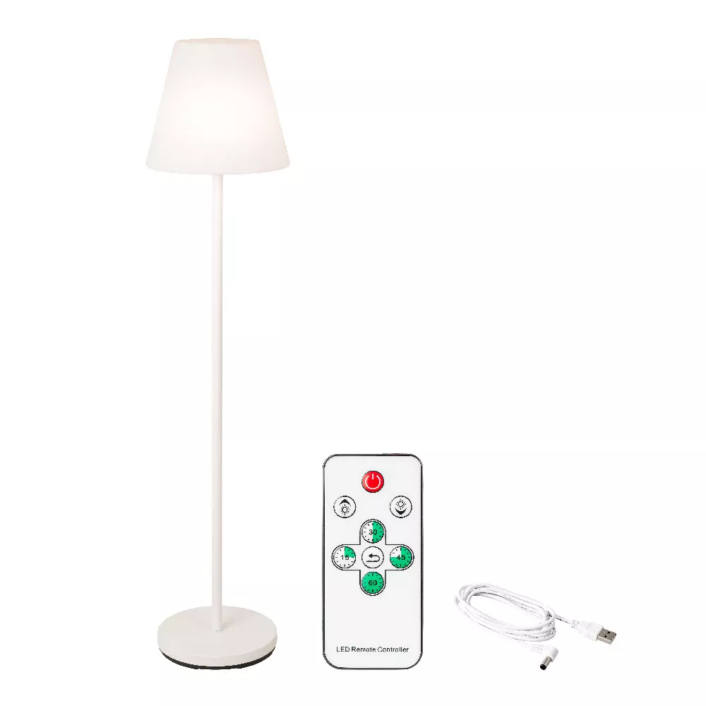 Lampadaire extérieur sans fil rechargeable USB LED (H150 cm) Brooklyn Blanc