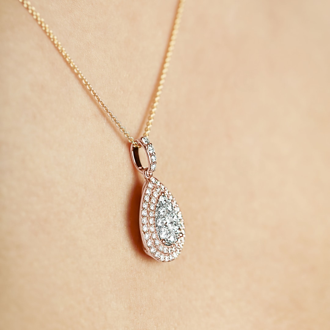 1.01 Karat Diamantanhänger 750/18 K Roségold