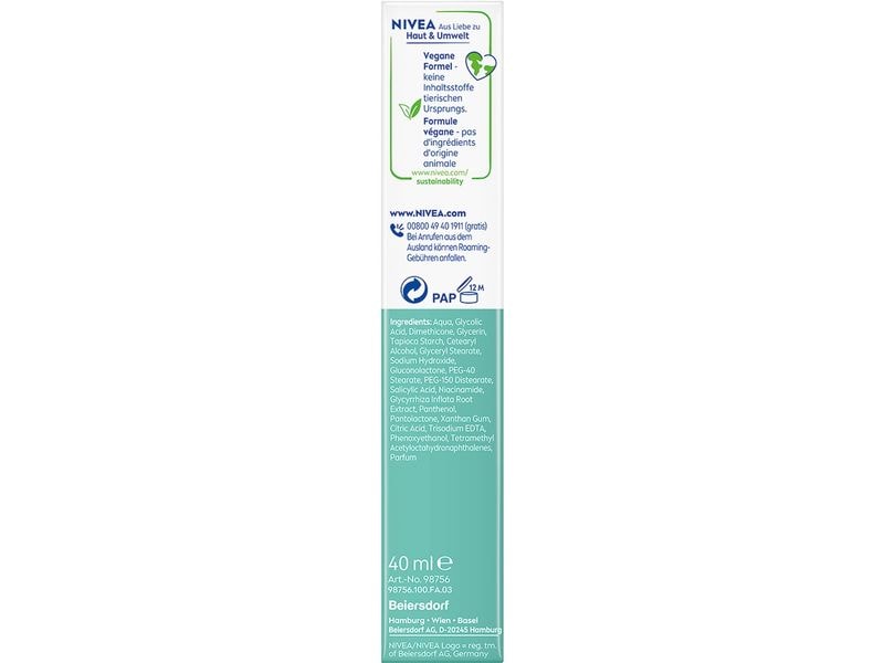NIVEA Derma Skin Clear 40 ml Nacht-Peeling-Serum reduziert und verhindert Hautunreinheiten und verbessert das Hautbild