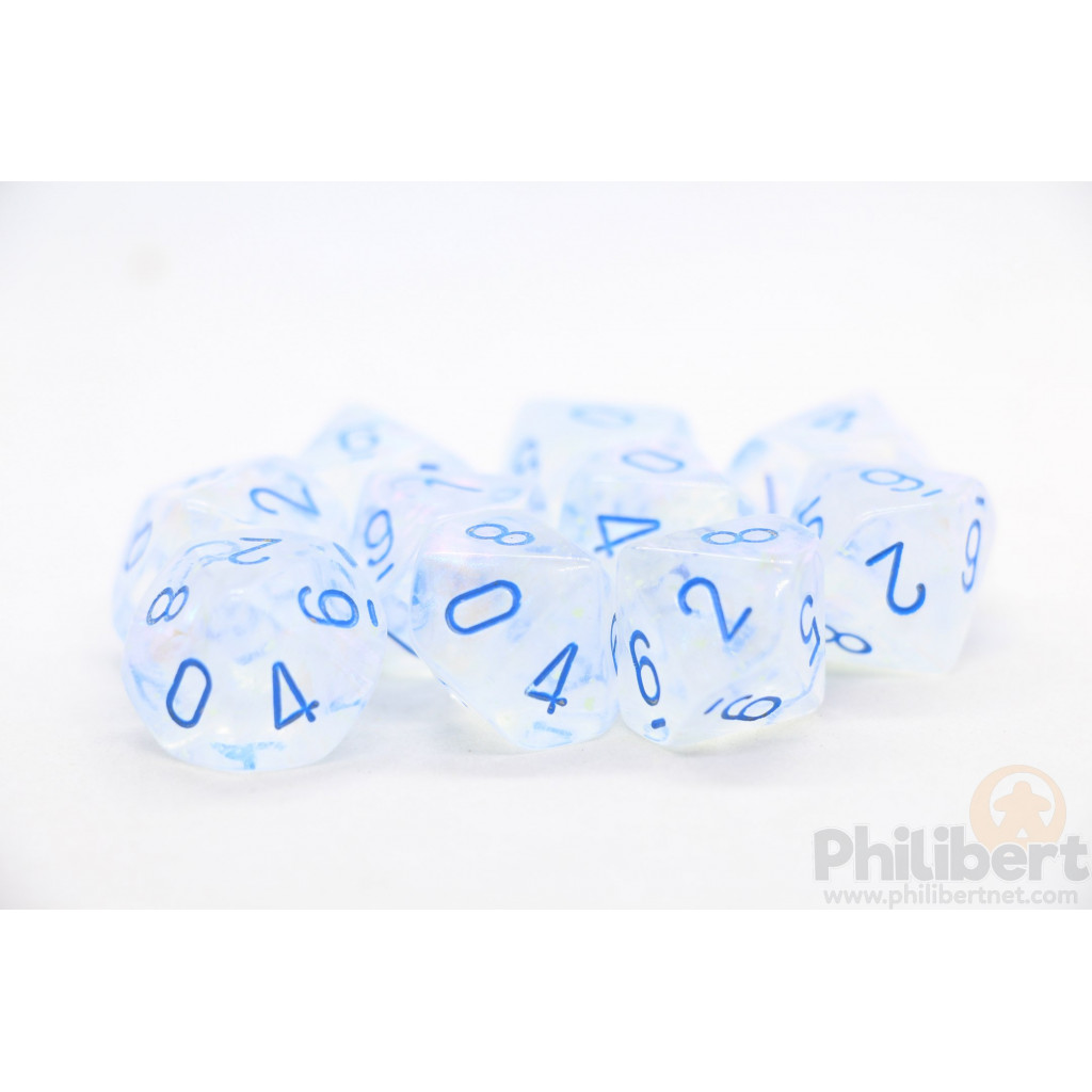 Set de 10 Dés 10 Faces Chessex : Borealis