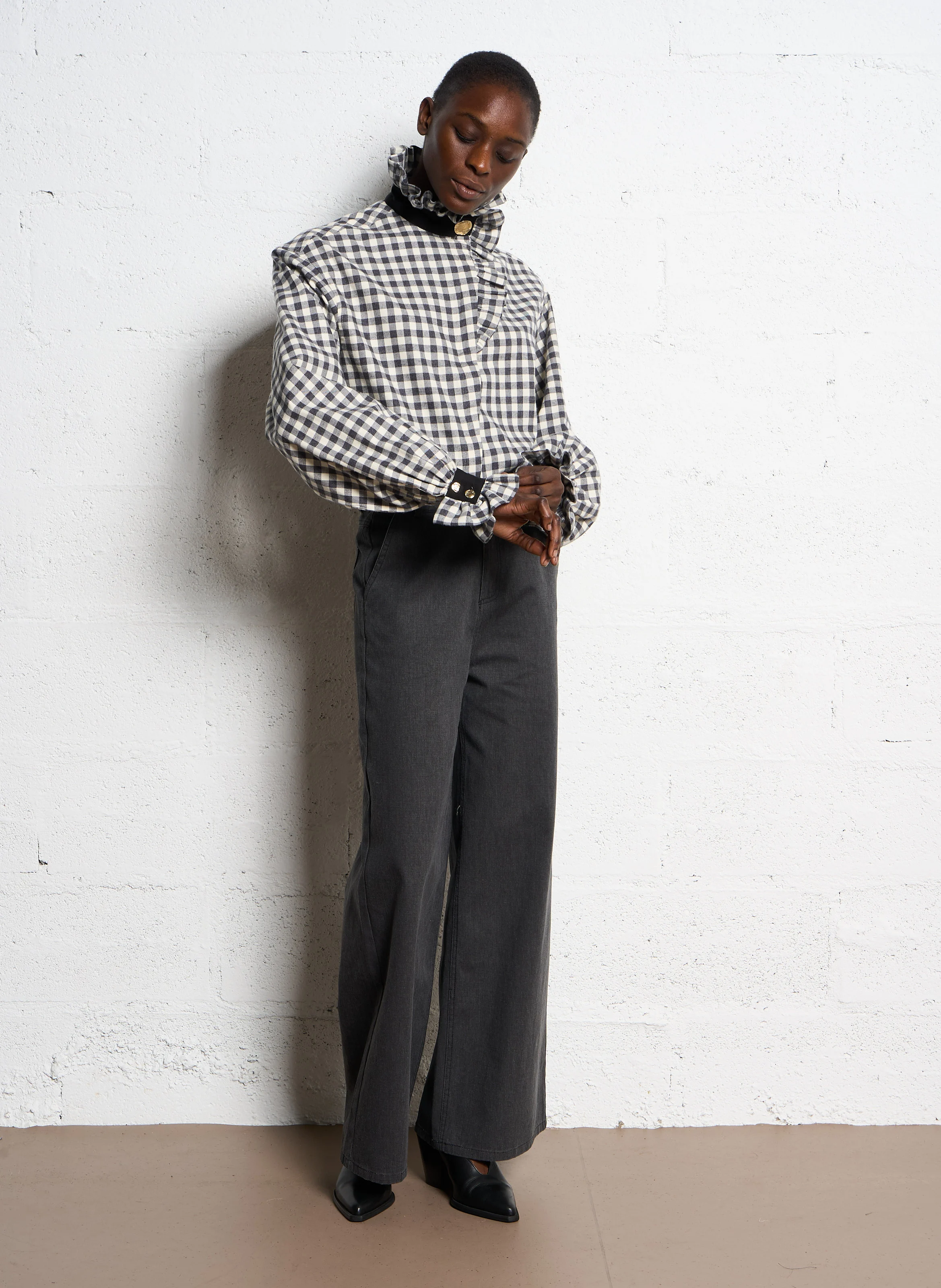 Pantalon large en coton | Noir