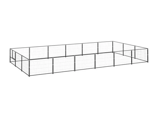 Chenil extérieur cage enclos noire 600 x 300 x 70 cm 02_0000502