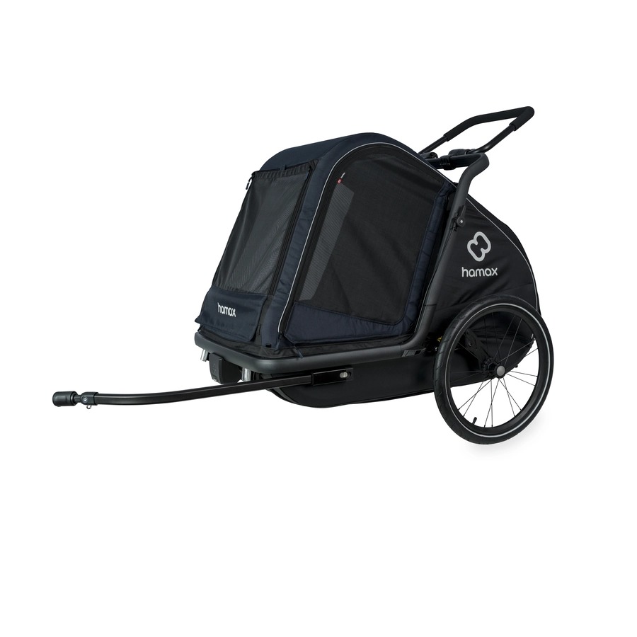 hamax Hundeanhänger mit Bett und Regenverdeck Pluto L navy  blueblack