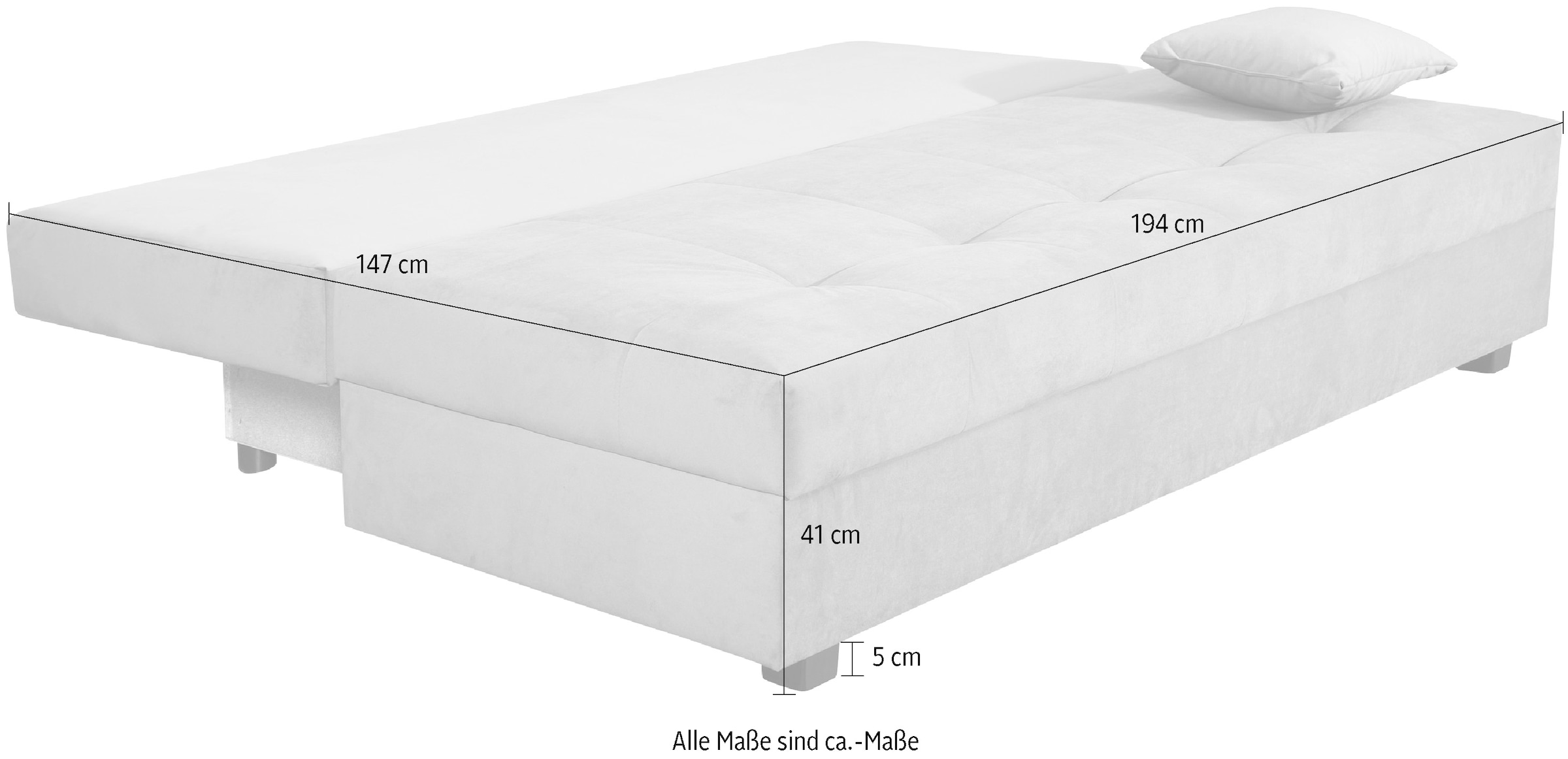 COLLECTION AB Schlafsofa »DARIA inklusive Schlafunktion und Bettkasten« Schlafsofa,Bettfunktion,Bettkasten,inklusive Rückenkissen,Federkern