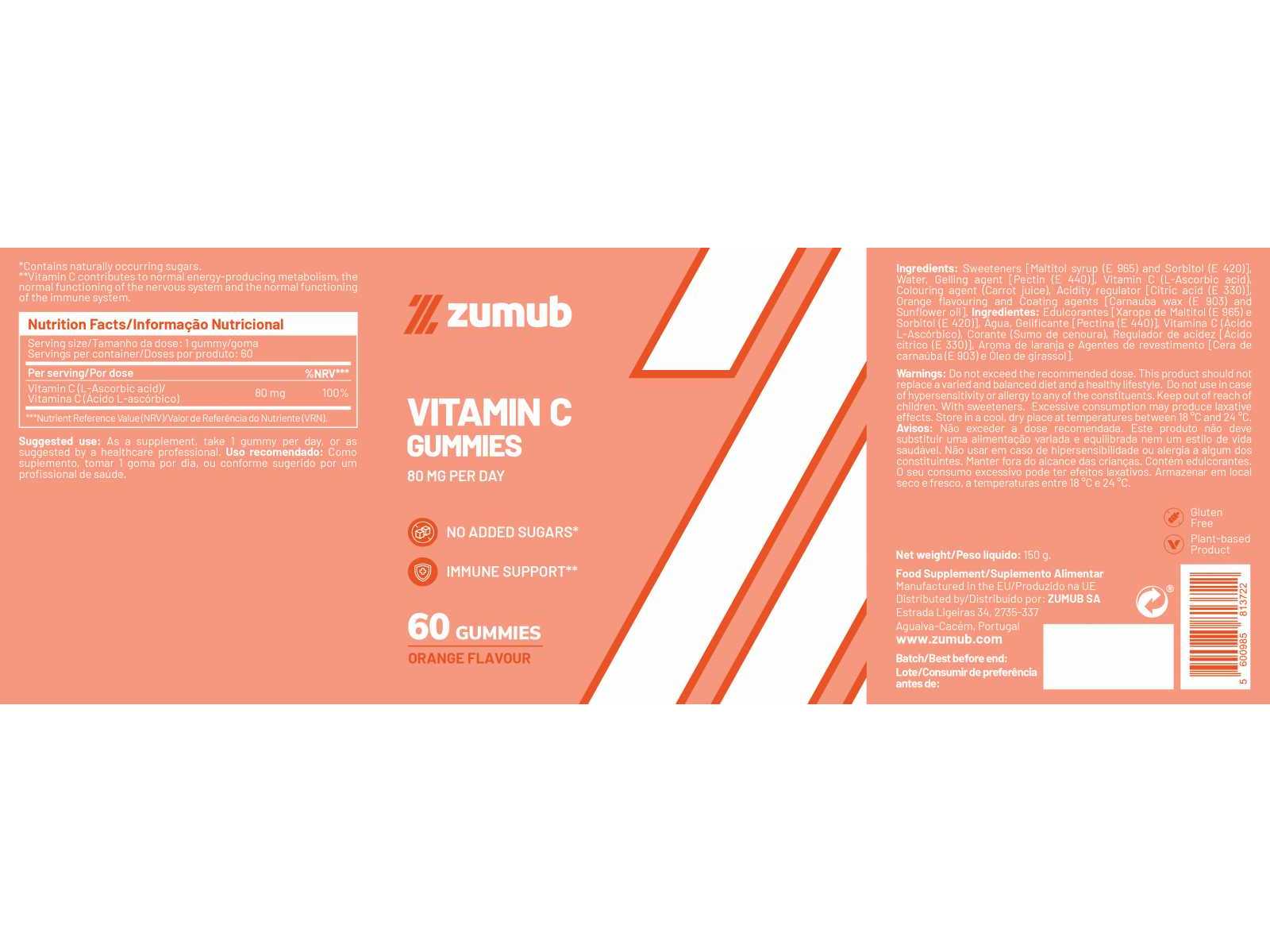 SUPLEMENTO ZUMUB VITAMINA C LARANJA 60 GOMAS