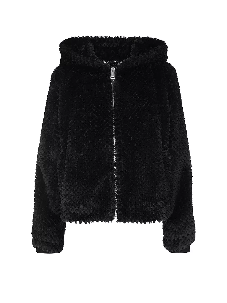 GUESS Jacke in Felloptik  schwarz