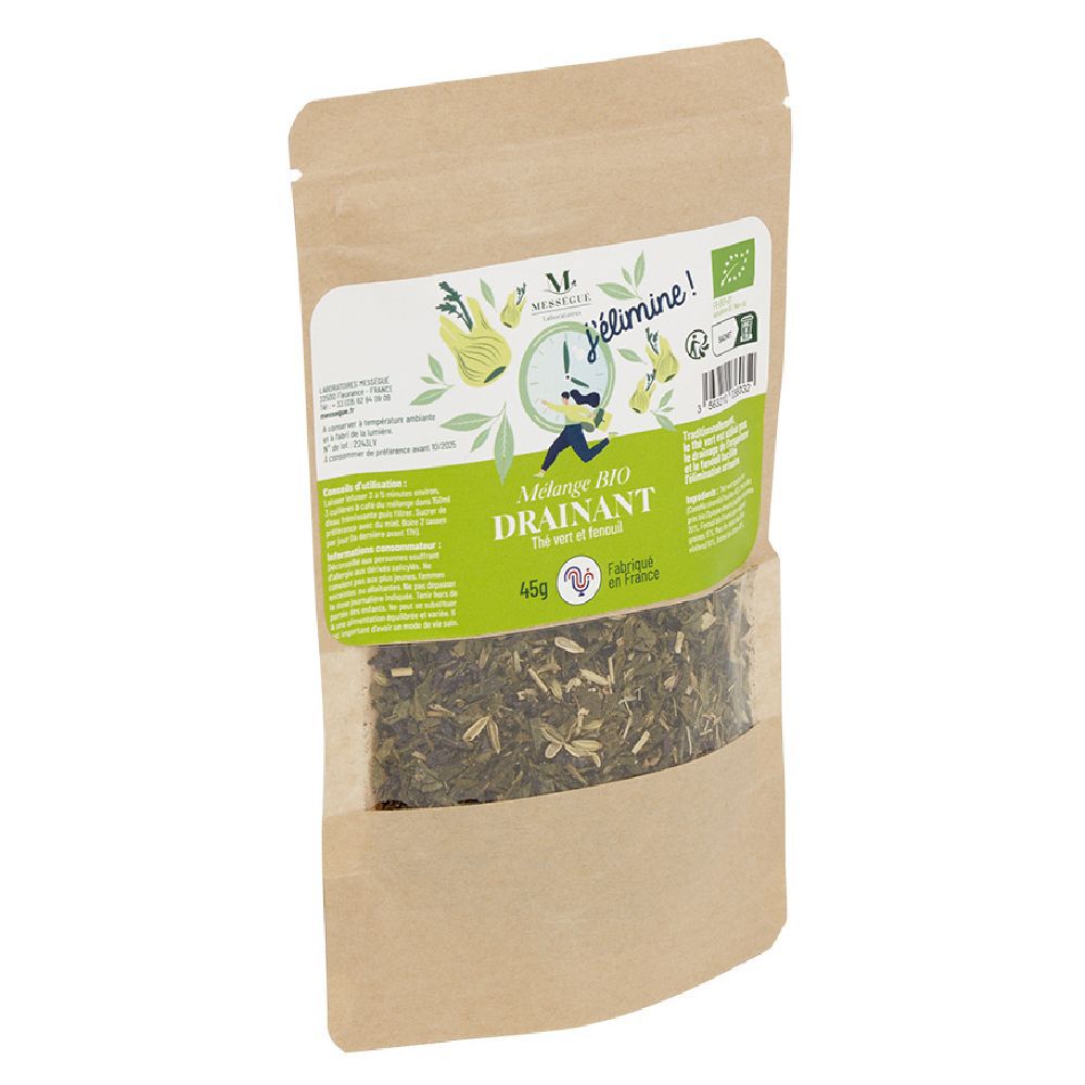 Thé vert et fenouil drainant mélange Mességué Bio 45g
