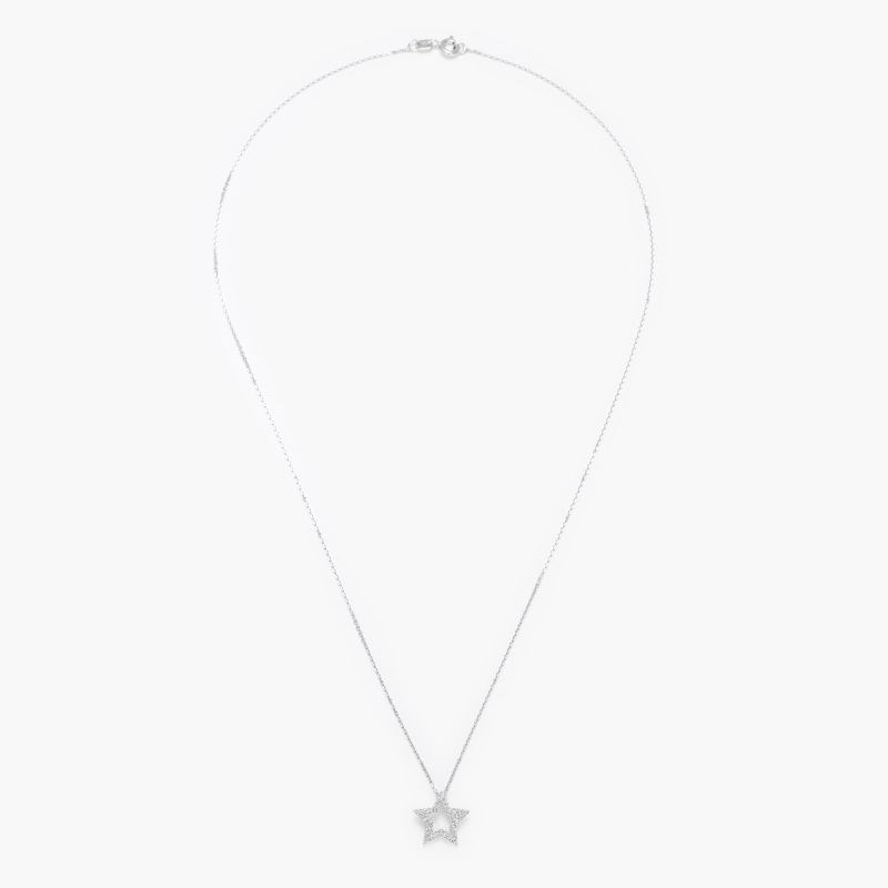 Pendentif Étoile Or Blanc et Diamant