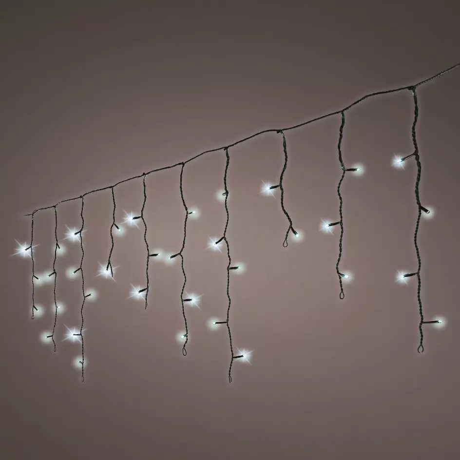 Stalactite lumineuse 5 m 119 LED câble noir Stars Blanc froid
