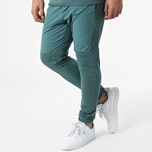 Ensemble Sweat A Col Zippé Et Pantalon Jogging LL497 Vert Bleu