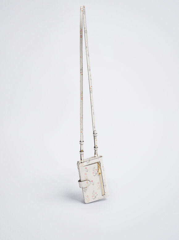Bolsa para celular com estampa floral - Off-White