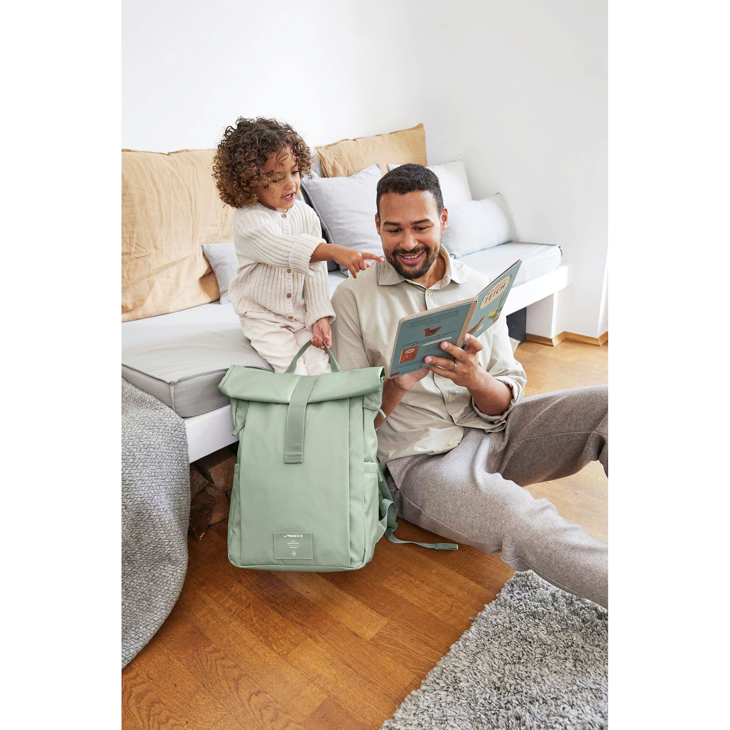 Lässig Wickelrucksack Rolltop Up silvergreen