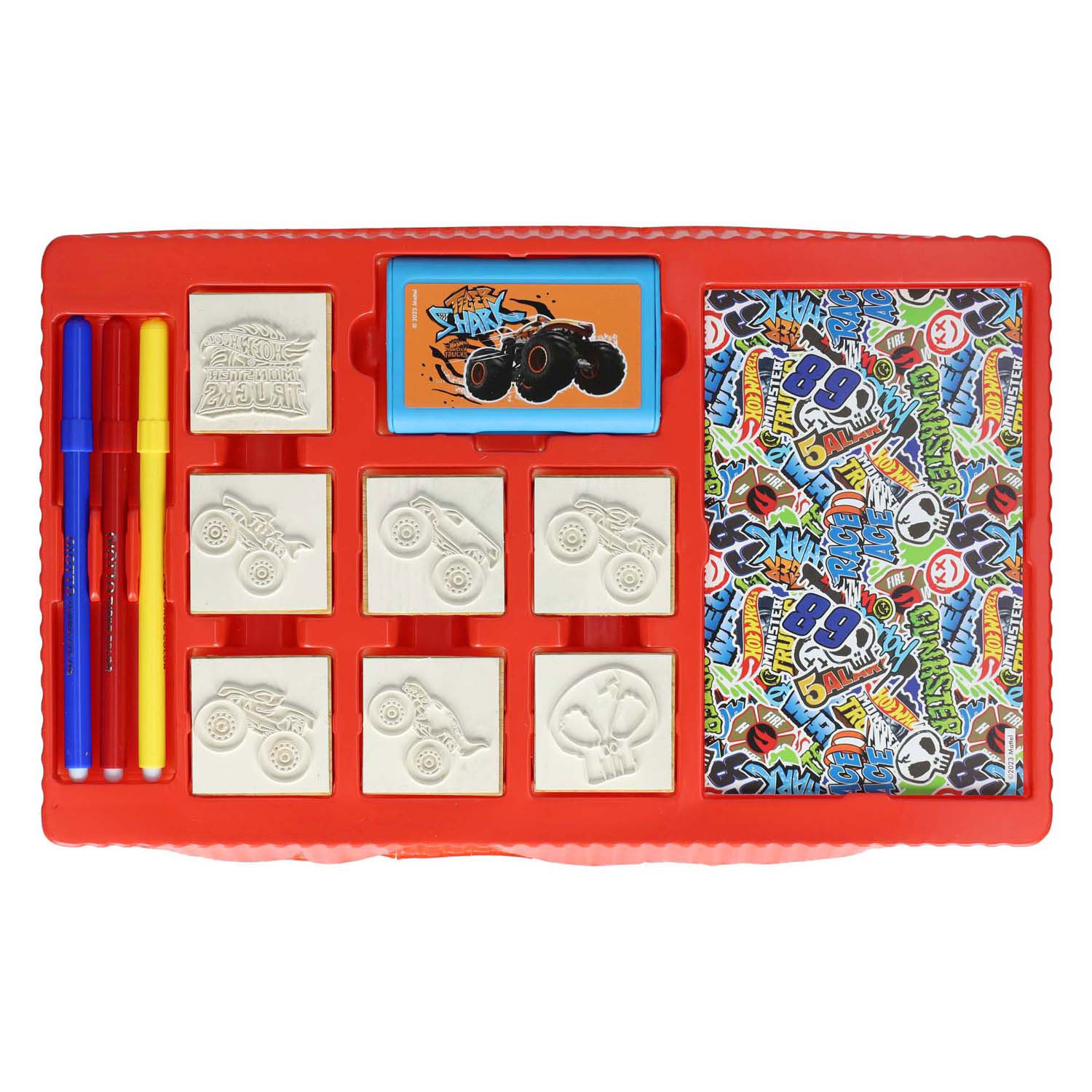 Hot Wheels Kleurset met Stempels, 41dlg.