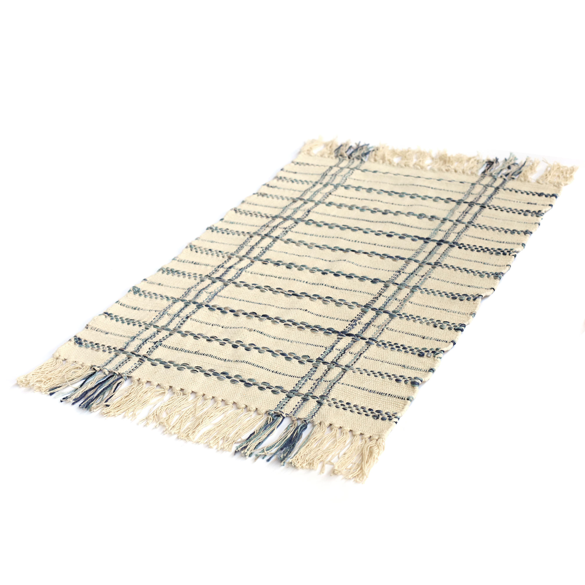Mini-Rug 'Lysann' weiß-blau, B 90 cm, L 60 cm von fischer's lagerhaus
