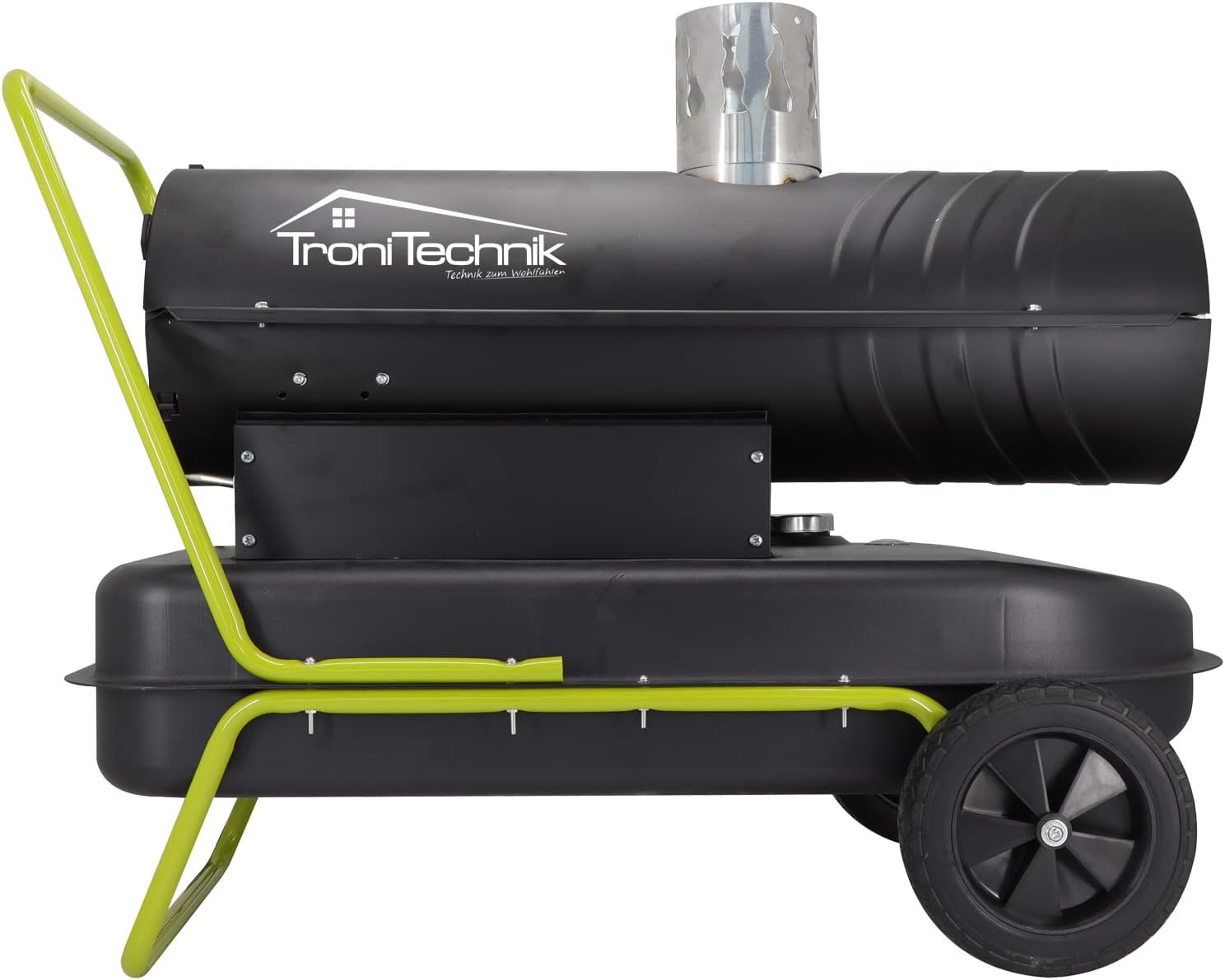 Tronitechnik® Heizkanone Dieselheizgebläse Dieselheizer 20kW Diesel betriebener Heißluftgenerator Heizgerät Bauheizer Heizer mit 36l Tank, Überhitzungsschutz, mit Rädern und Thermostat