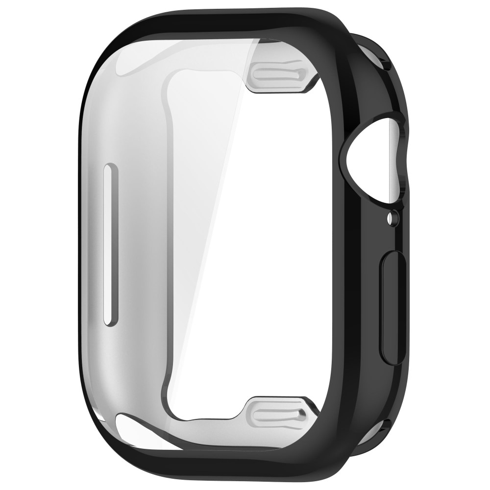 Apple Watch (46 mm) Galvanisierte Gummi Bumper Hülle mit Displayschutz - Schwarz