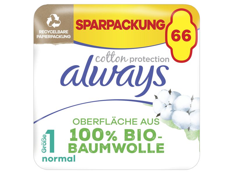 Always Binde mit Flügeln Ultra Cotton Protection Normal 66 Hochwertige Binden mit saugfähigem Kern