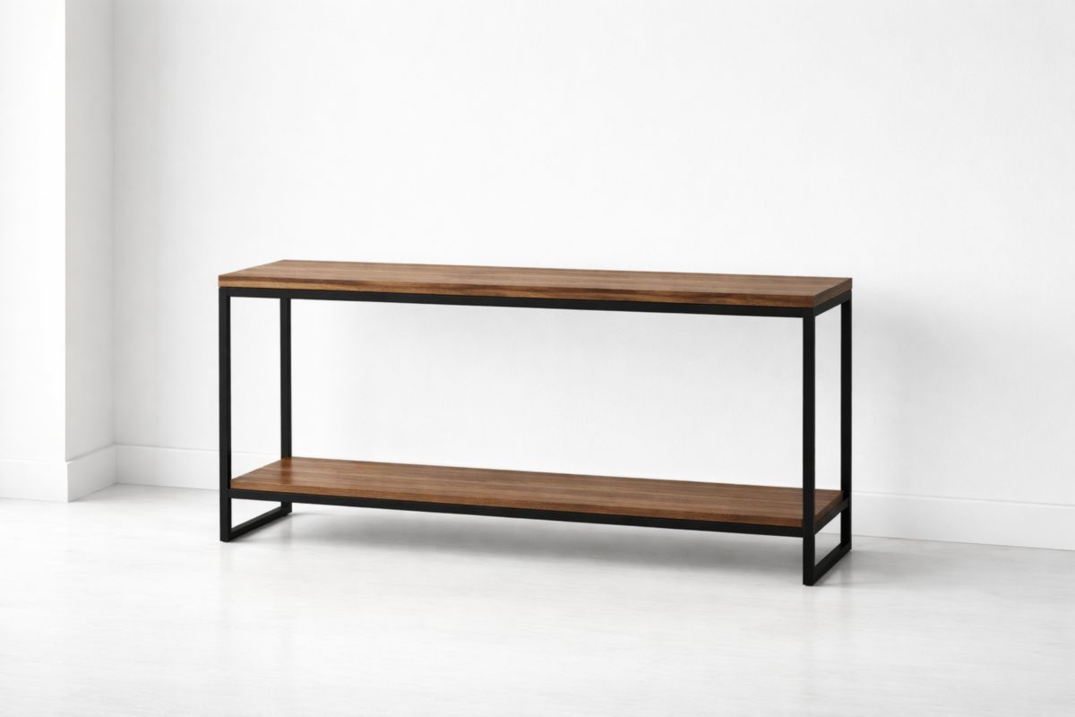 Holz Metall Konsolentisch Schwarz 120x30x80 cm