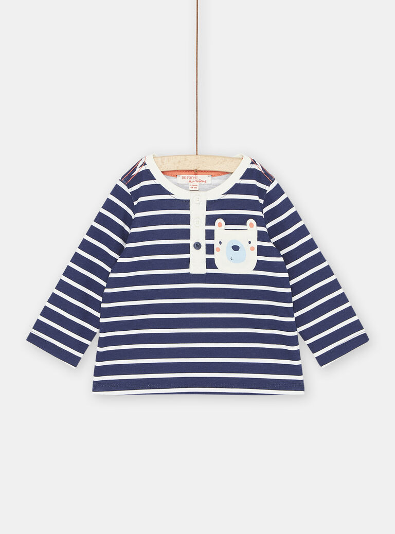 T-shirt bleu foncé et blanc à rayures bébé garçon