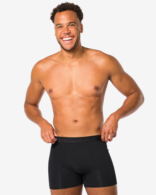 2 boxers homme modèle long coton real lasting noir