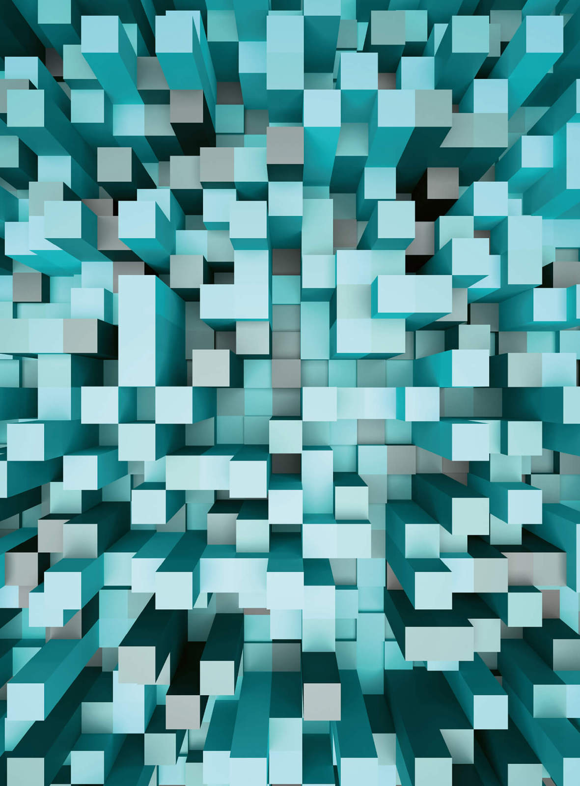 Fototapete DESIGNWALLS 2.0 - türkis-grau - 3D-Art - 2,6 Meter
