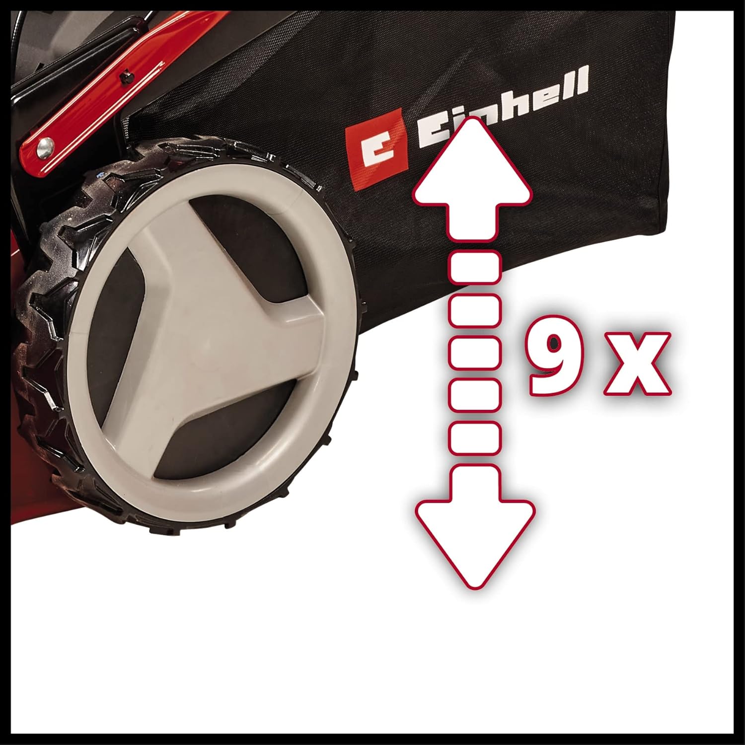 Einhell Benzin-Rasenmäher GC-PM 46 S HW-E (2 kW, 1 Zylinder, 4-Takt-Motor, für bis zu 1.400 m², Elektro-Start-Funktion, abschaltbarer Hinterradantrieb, 65 l-Grasfangsack)