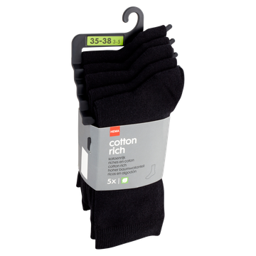 HEMA Sokken Zwart 35-38 - 5 Stuks