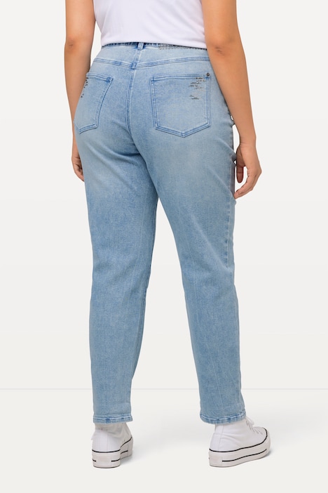 Boyfriend-Jeans, weites Bein, Glitter, Komfortbund