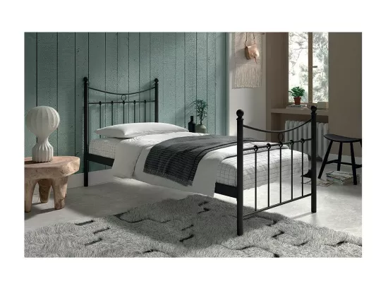 Lit 1 place métal noir 90x200 SENCHA style contemporain.