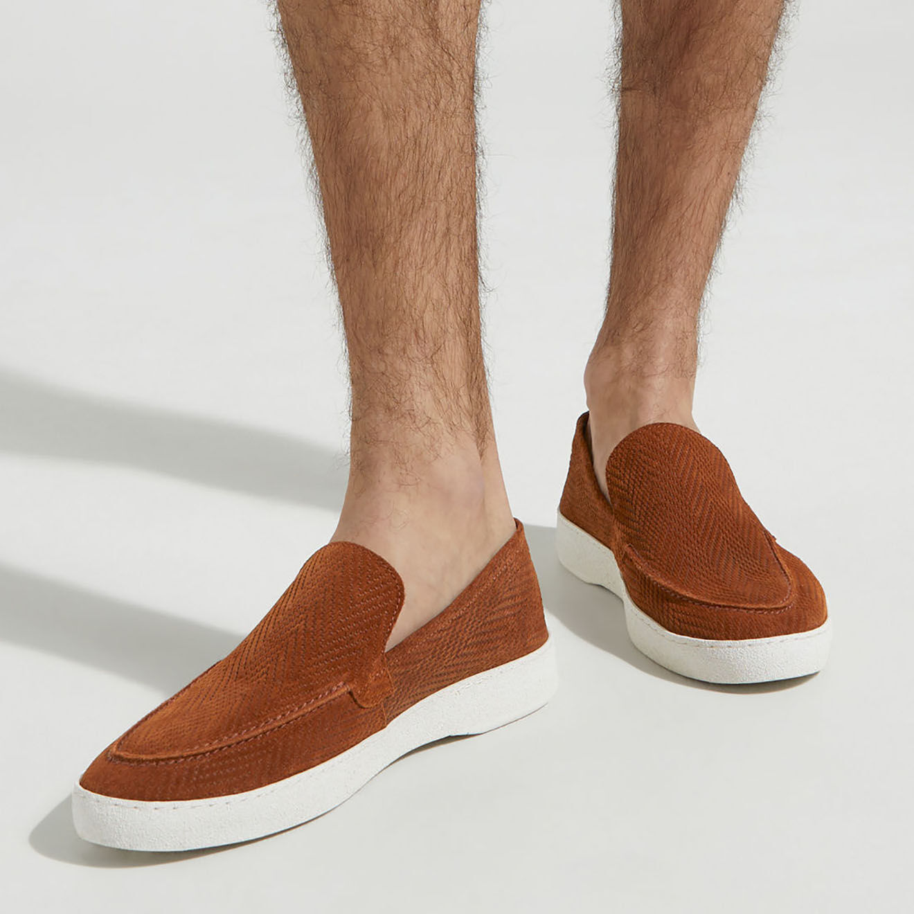 Comptoir GL Mocassins en Velours de Cuir embossés camel