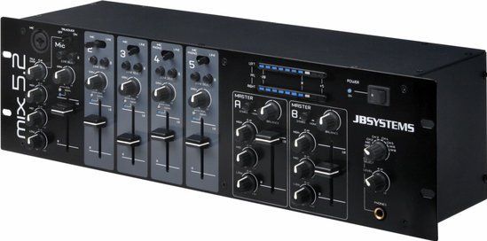 JB Systems - MIX 5.2 - Zone Mixer - 5 Kanalen - 2 Uitgangen