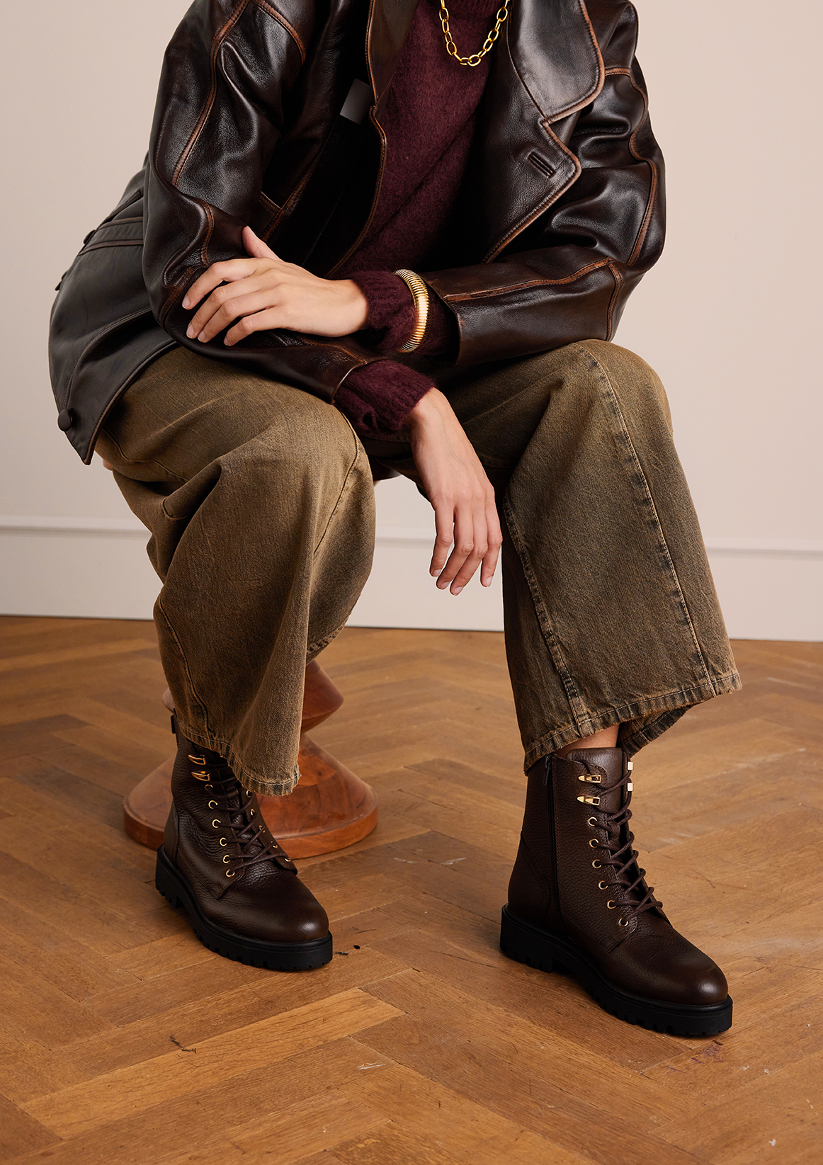 Bruine leren veterboots